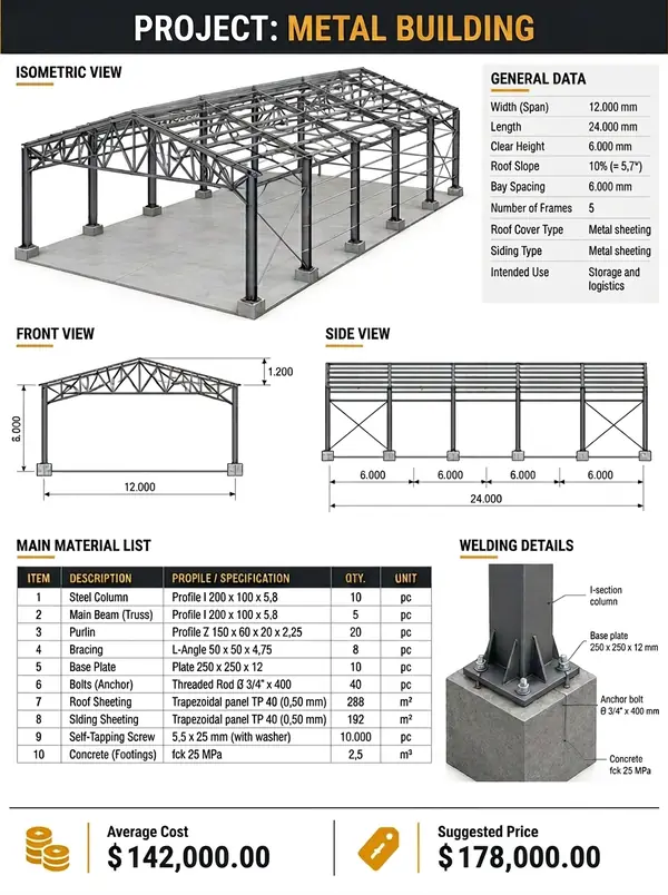 Sheds & steel structures project preview sheet