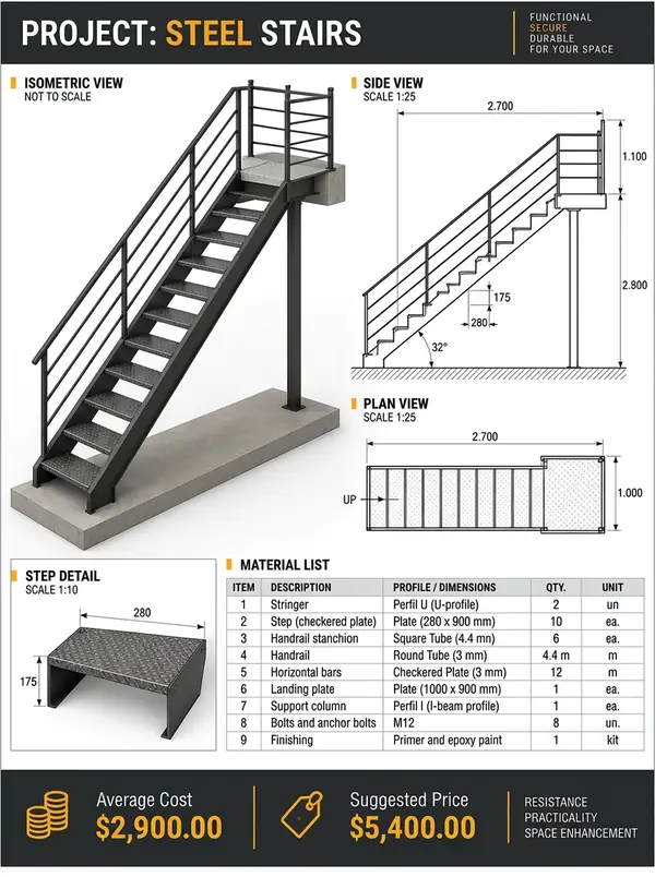 Stairs & railings project preview sheet
